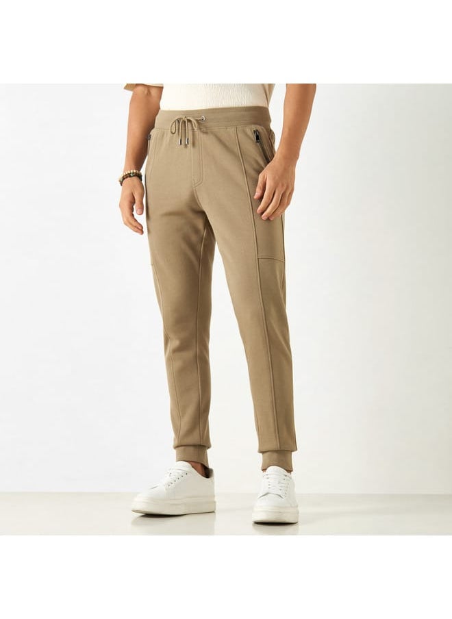 Iconic Solid Slim Fit Joggers with Drawstring Closure and Pockets