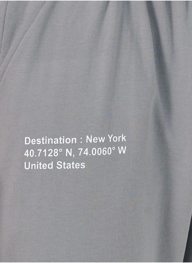 Slogan Print Oversized Open Hem Joggers