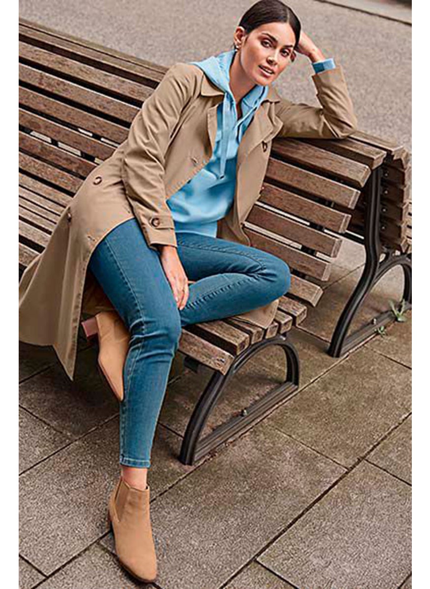 Women Elastic Goring Panel Ankle Boots, Brown