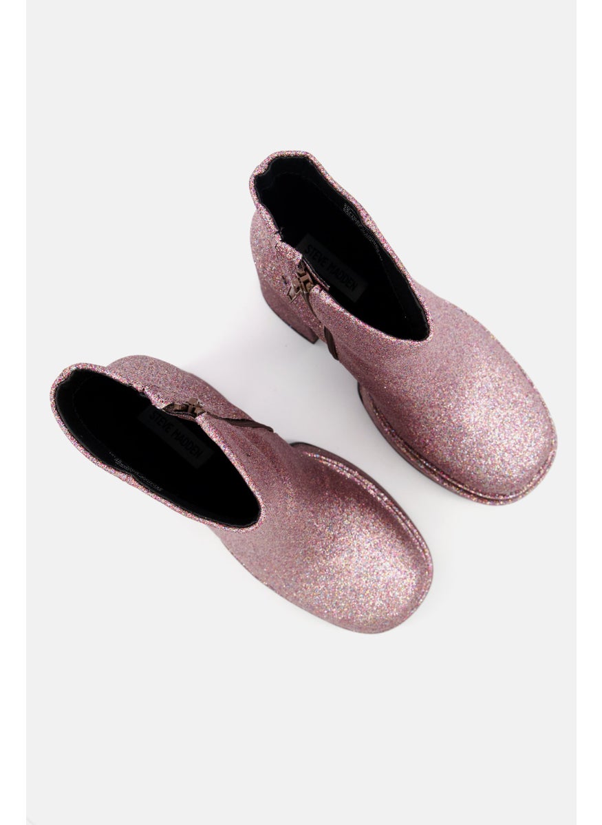 Women Metallic Ankle Boots, Pink
