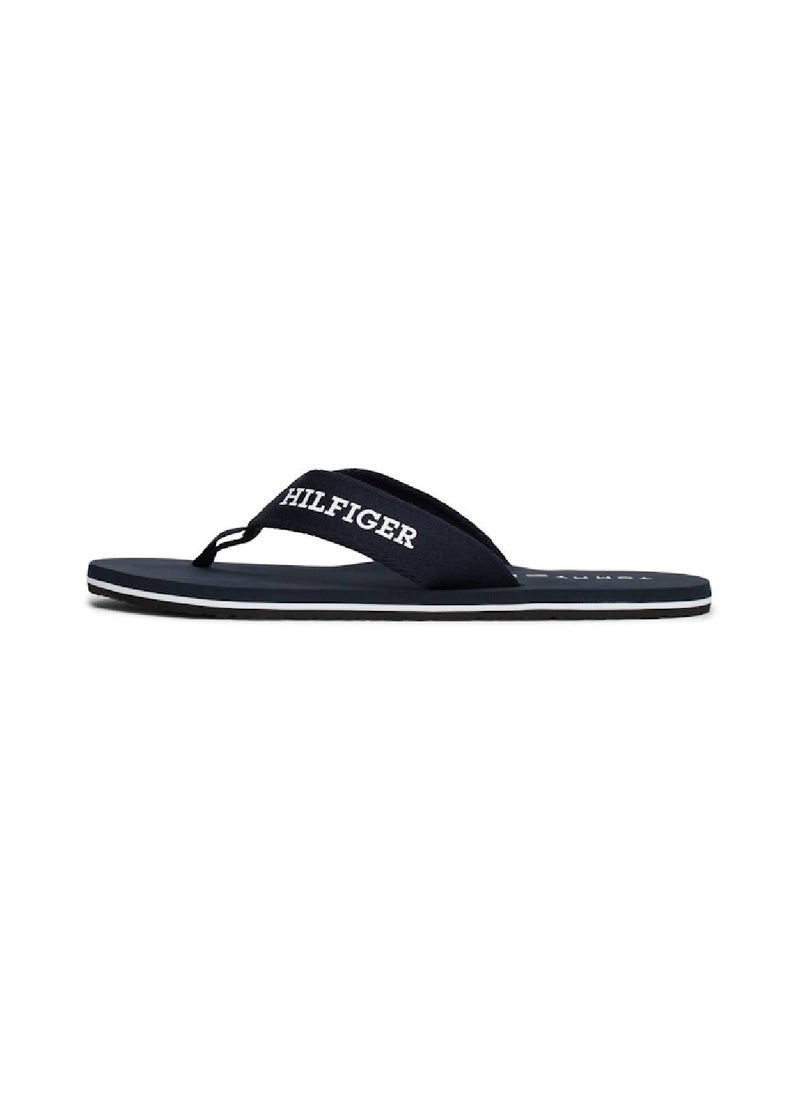 Men's Logo Webbing Strap Flip-Flops - Polyester, Blue