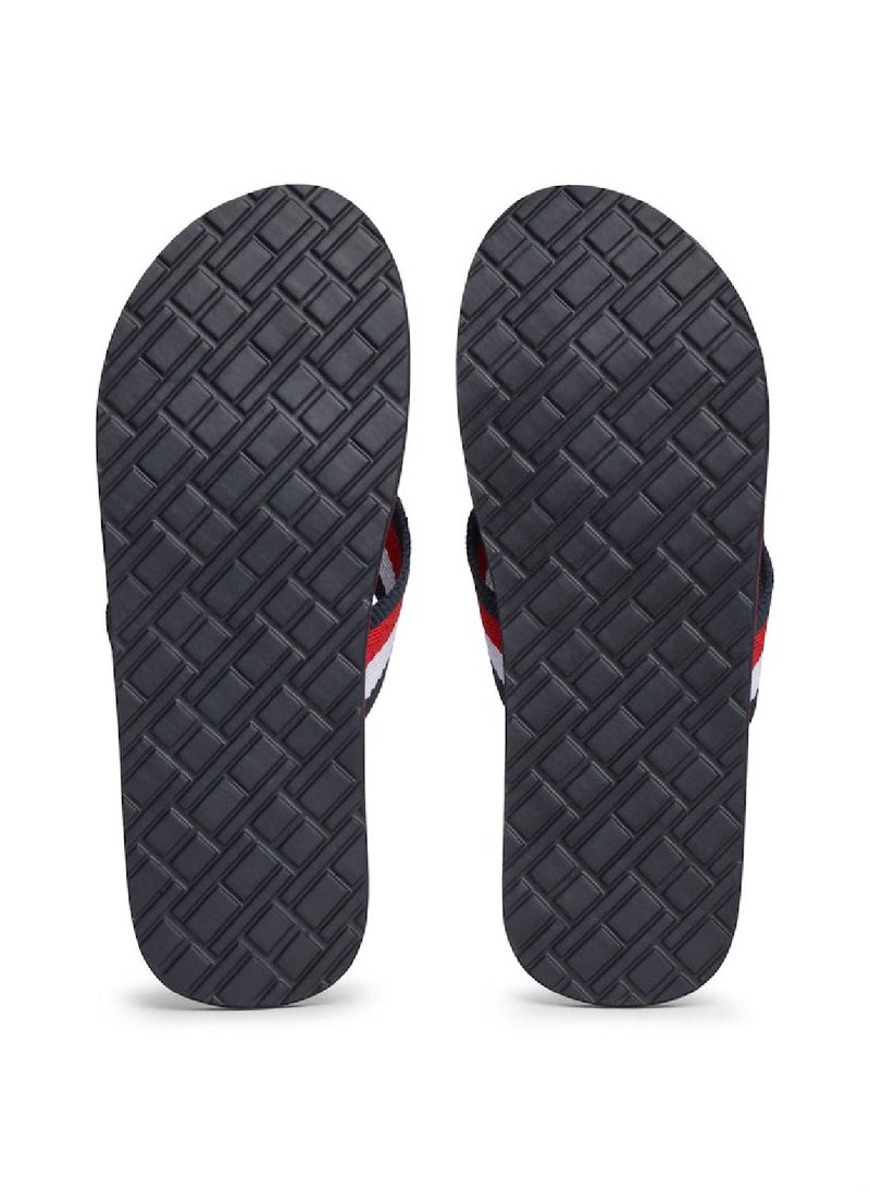 Men's Signature Tape Strap Flip-Flops - Polyester, Blue