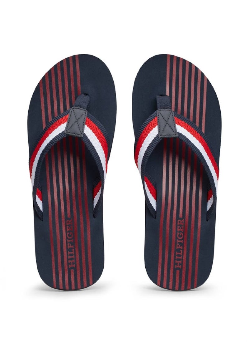Men's Signature Tape Strap Flip-Flops - Polyester, Blue