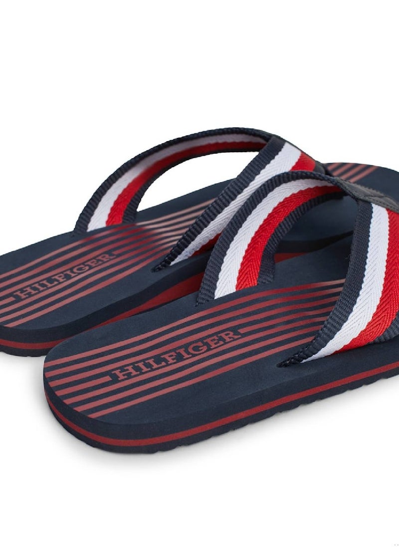 Men's Signature Tape Strap Flip-Flops - Polyester, Blue