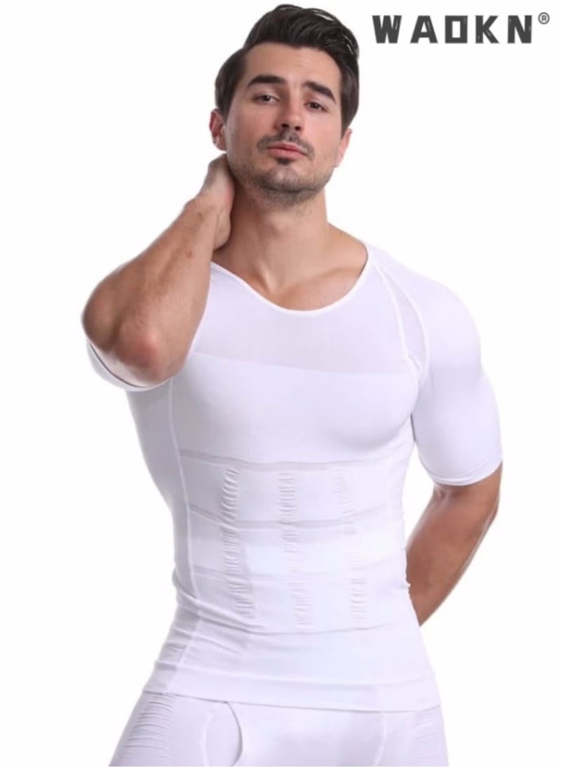 Men's Short sleeves tank corset Compression Shirt Undershirt Slimming Tank Top Workout Vest Abs Abdomen Slim Body Shaper,Slimming baselayer T-Shirt,Workout Vest,Abs Abdomen Slim Body Shaper