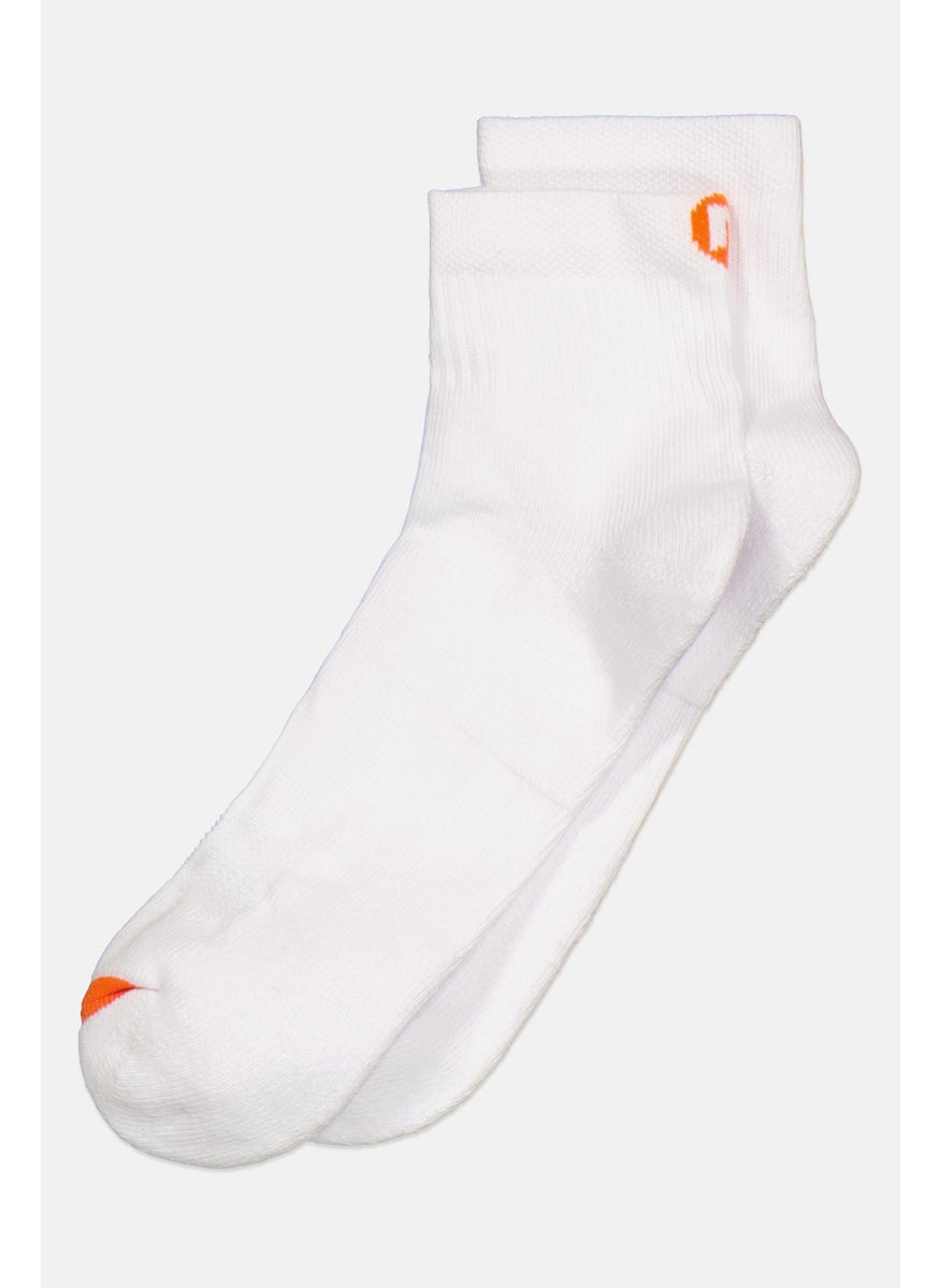 Men 6 Pair Brand Logo Cushioned Quarter Sock, White