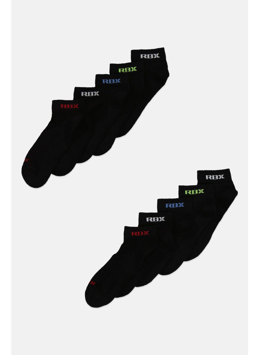 Men 10 Pair Ankle Cushion Socks, Black