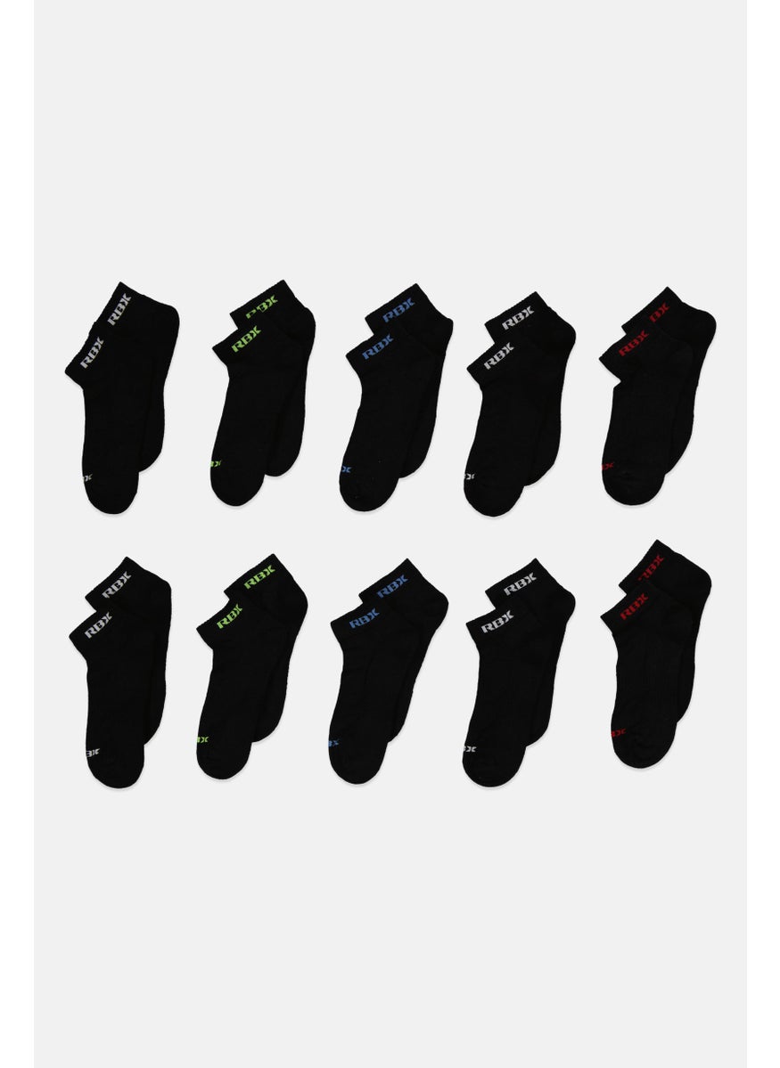 Men 10 Pair Ankle Cushion Socks, Black