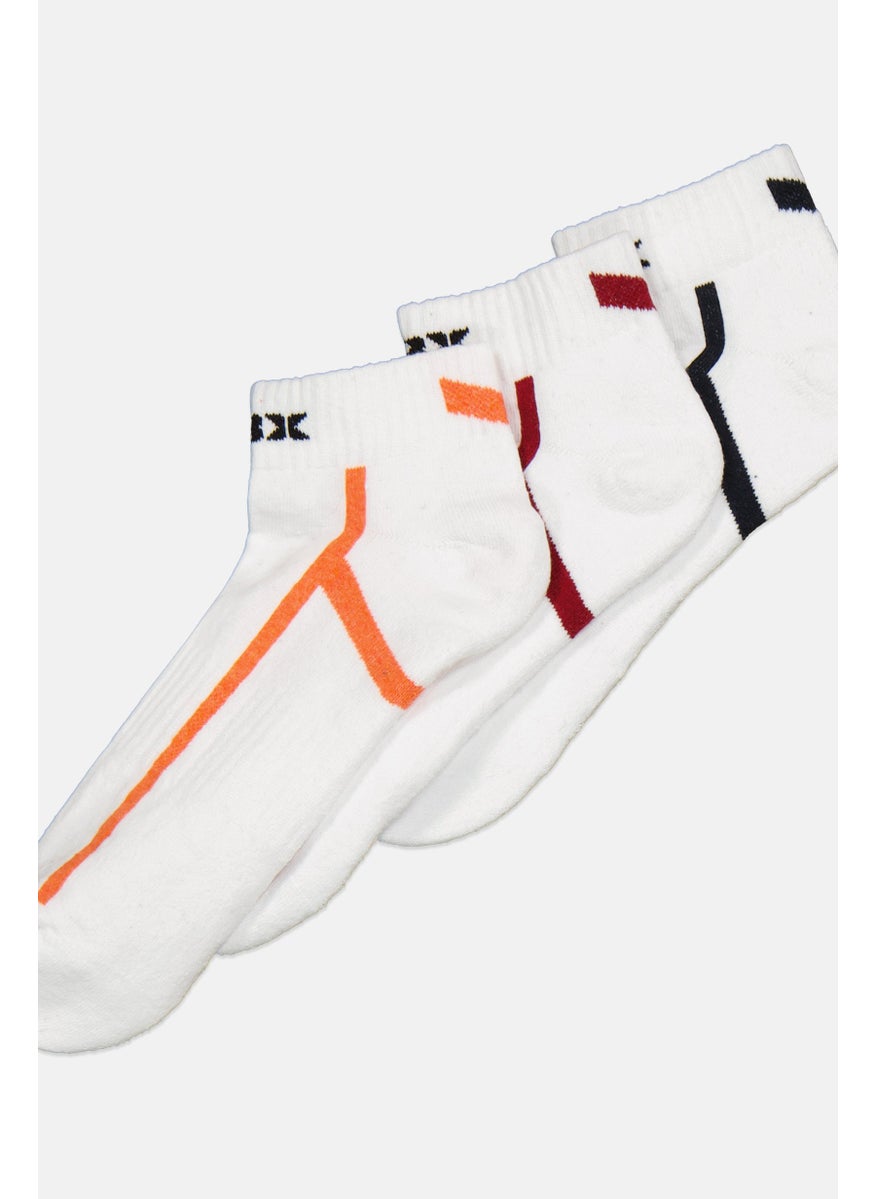 Men 10 Pair Brand Logo Ankle Socks, White Combo