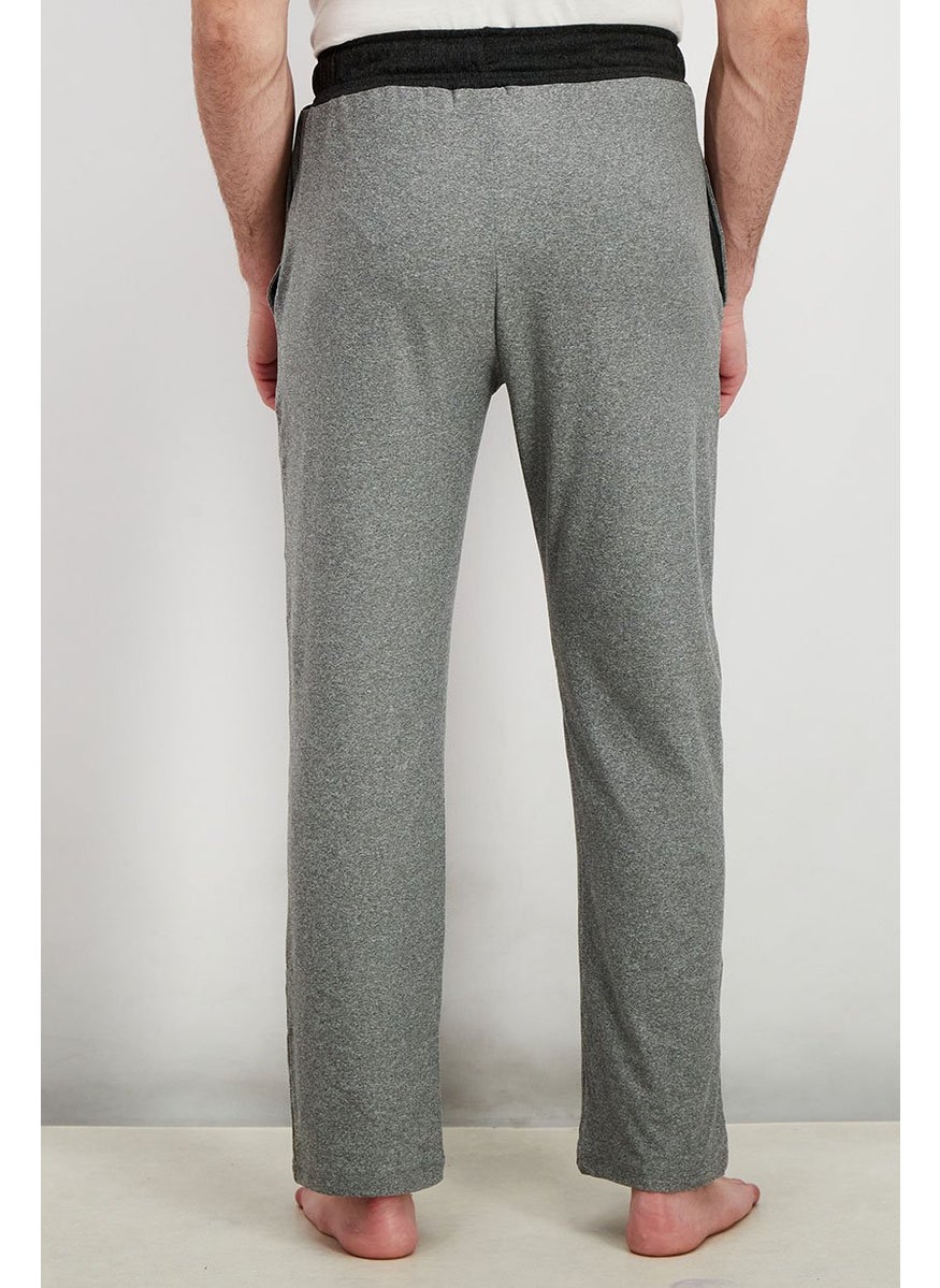 Men Drawstring Plain Pajama Pants, Grey