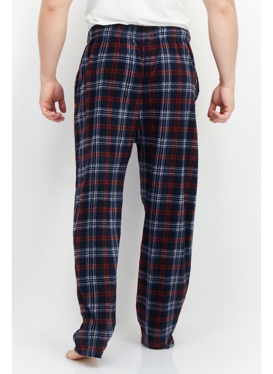 Men Drawstring Plaid Pyjama, Red