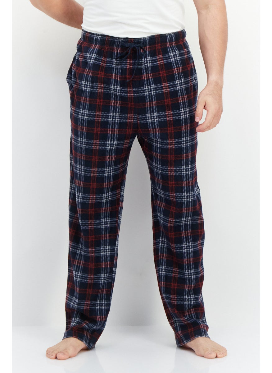 Men Drawstring Plaid Pyjama, Red