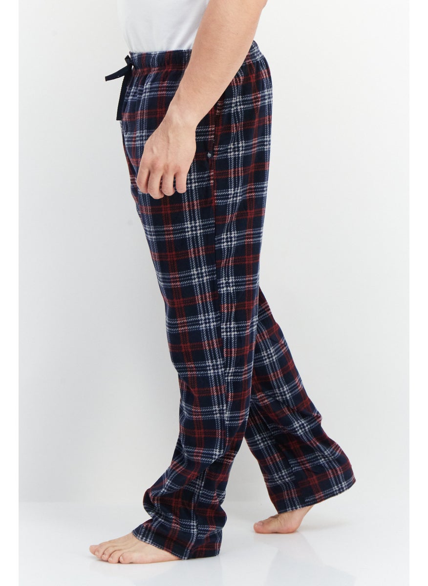 Men Drawstring Plaid Pyjama, Red