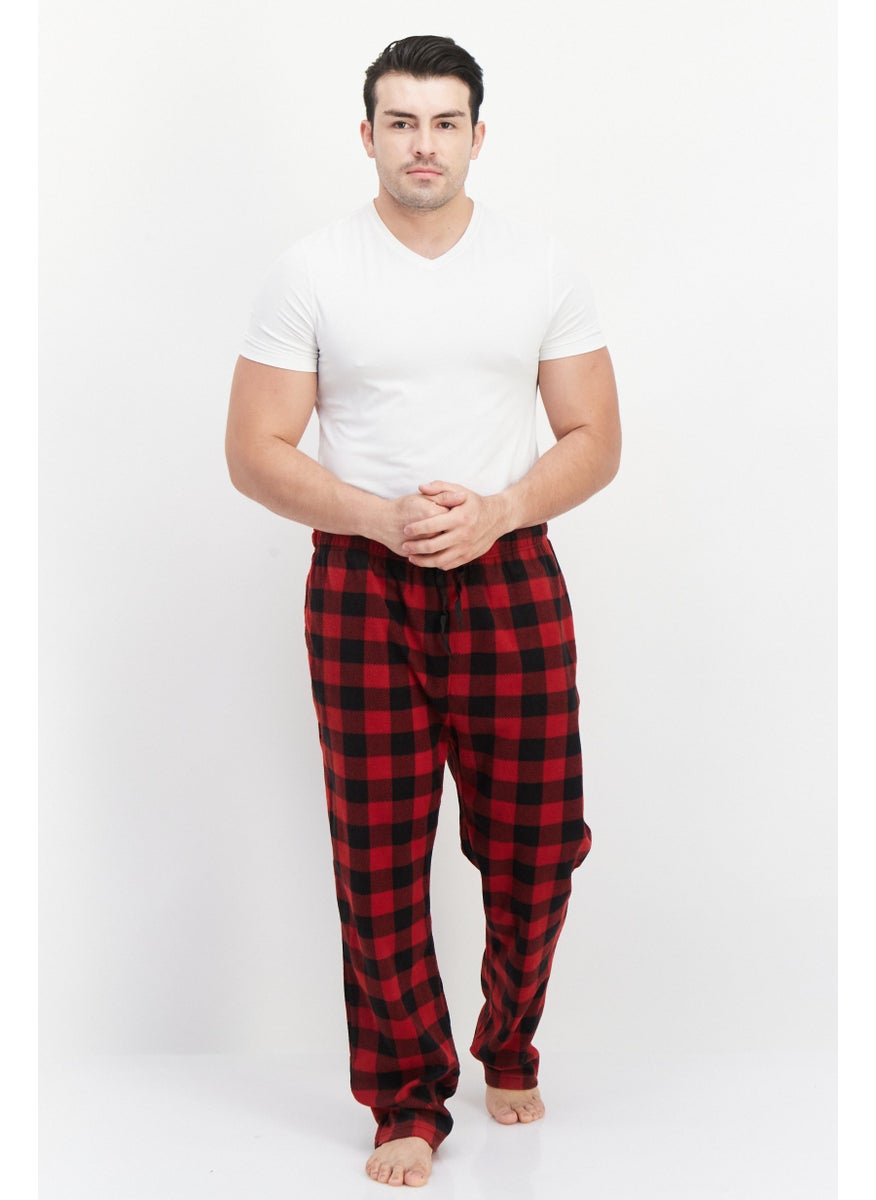 Men Drawstring Plaid Pyjama, Red