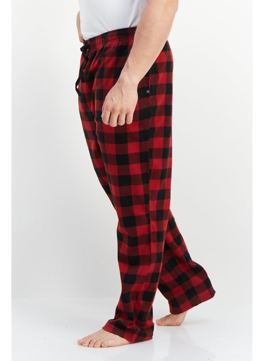 Men Drawstring Plaid Pyjama, Red