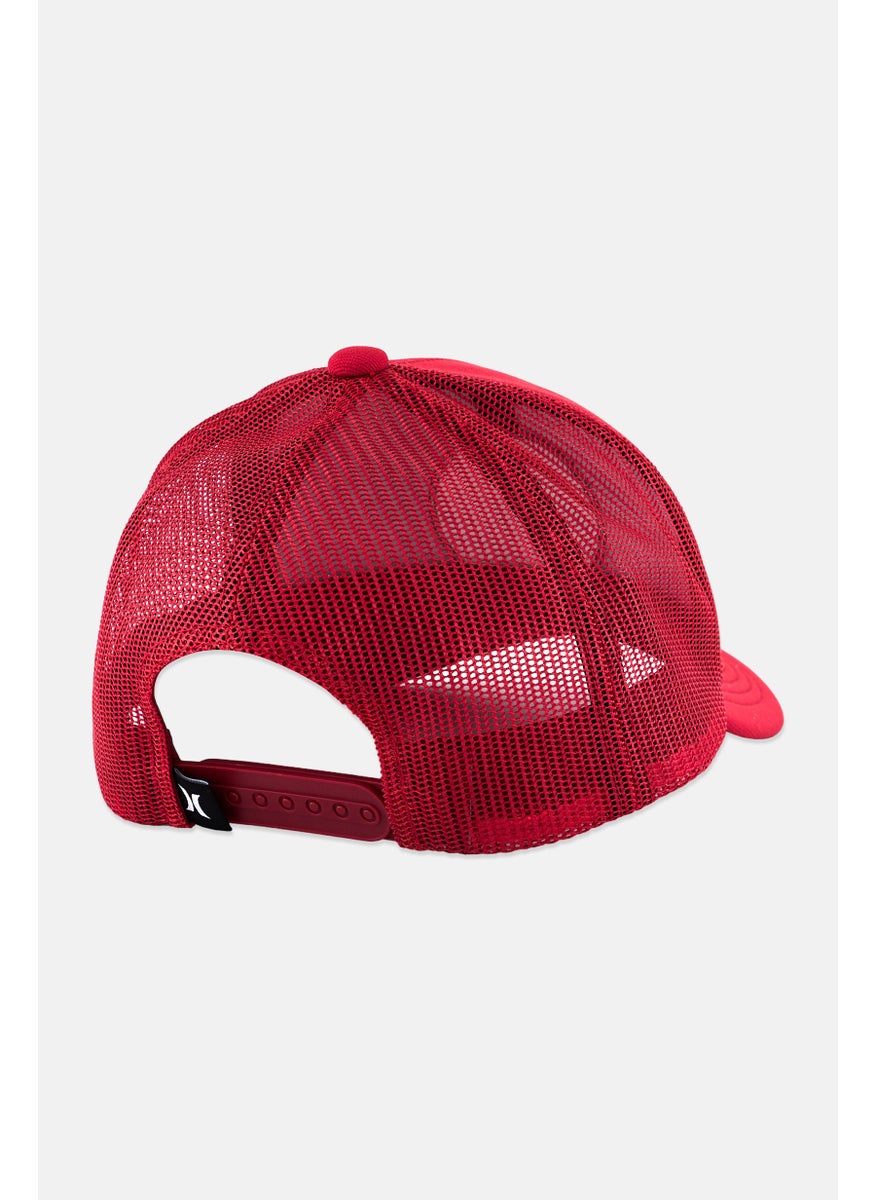 Men Brand Logo Snapback Trucker Cap, Red
