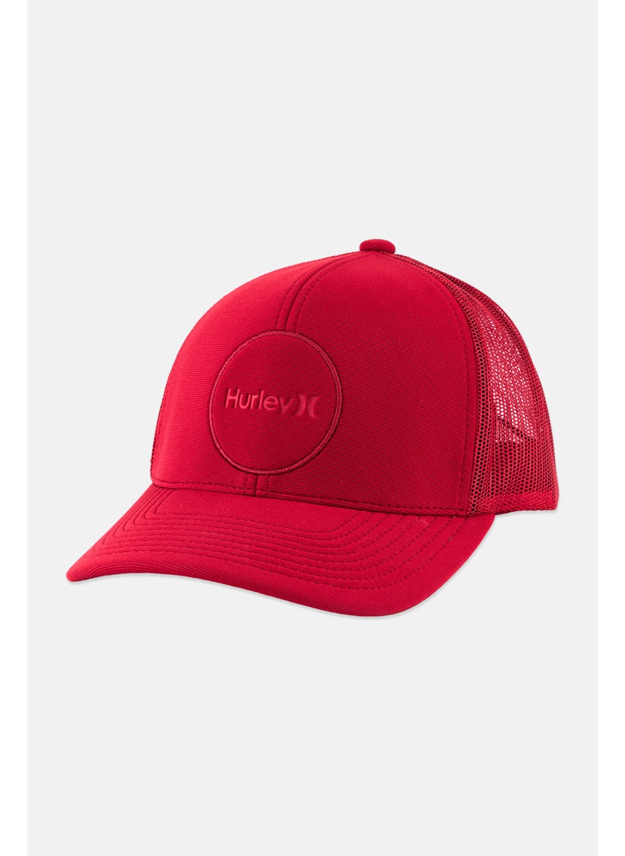 Men Brand Logo Snapback Trucker Cap, Red