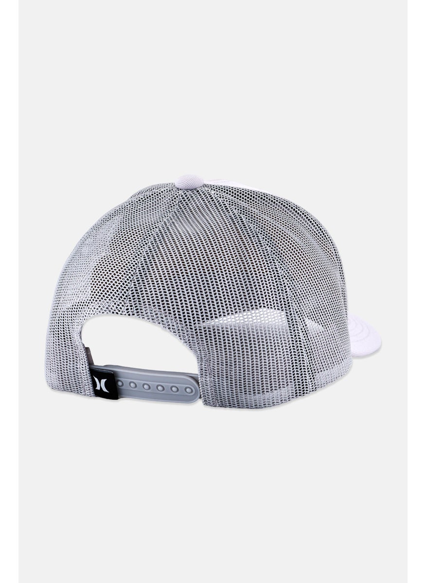 Men Brand Logo Snapback Trucker Cap, Light Grey