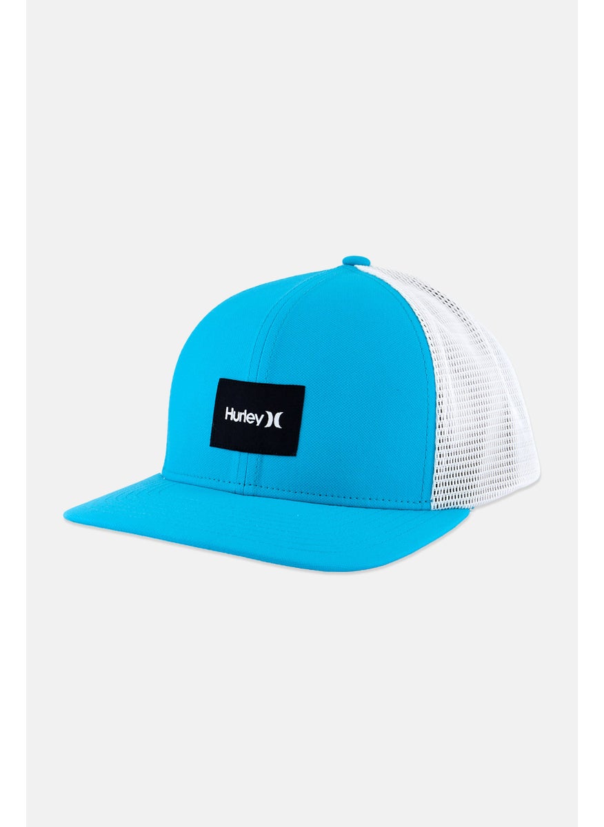 Men Brand Logo Warner Trucker Adjustable Hat, Turquoise