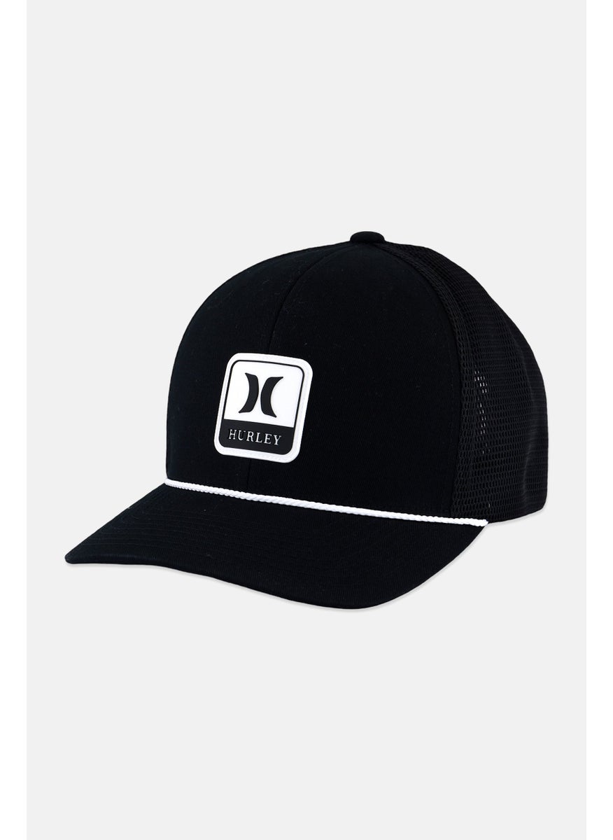 Men Brand Logo Icon Trucker Hat, Black