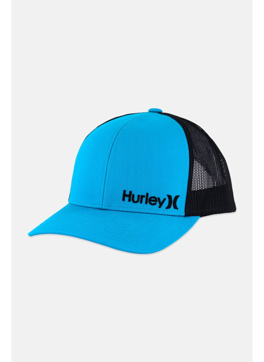 Men Brand Logo Cap, Teal Blue