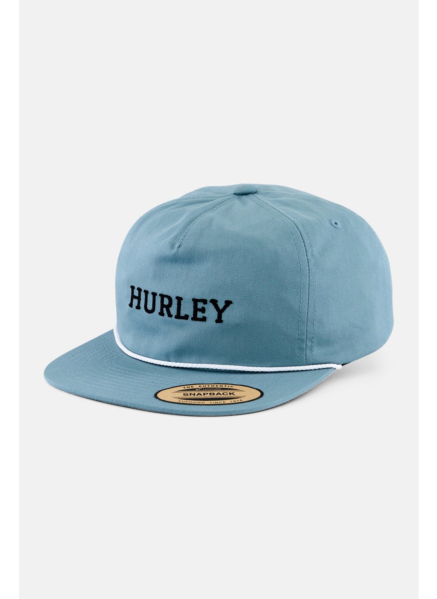 Men Embroidered Logo Buckle Closure Cap, Sage Blue