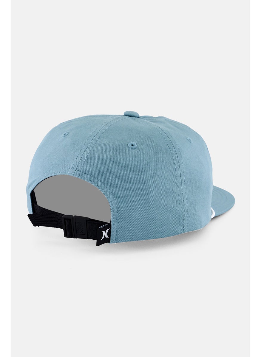 Men Embroidered Logo Buckle Closure Cap, Sage Blue