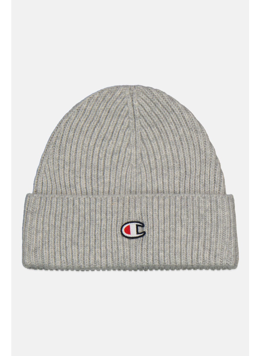 Men Brand Logo Beanie, Grey