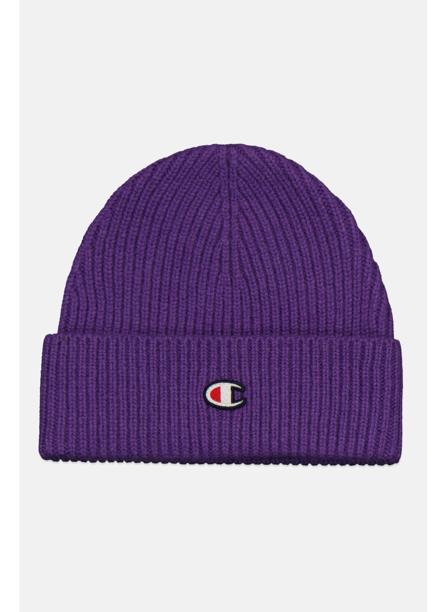 Men Brand Logo Beanie, Purple