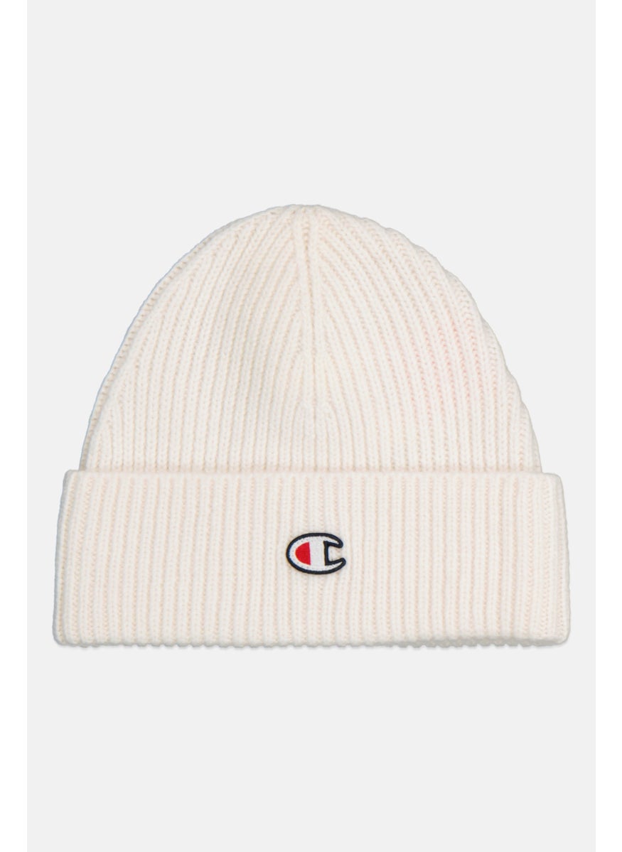 Men Brand Logo Beanie, White