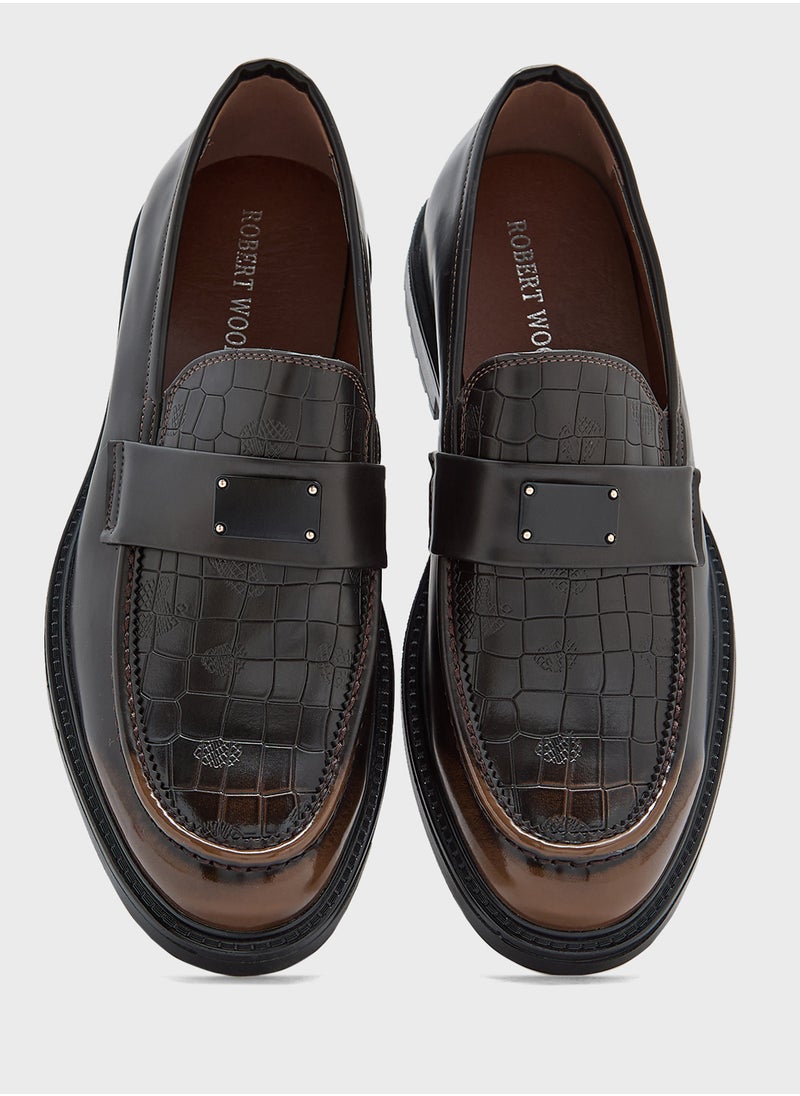 Croc Emboss Formal Loafers