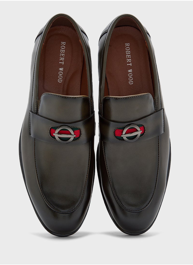 Webbing Detail Formal Loafers