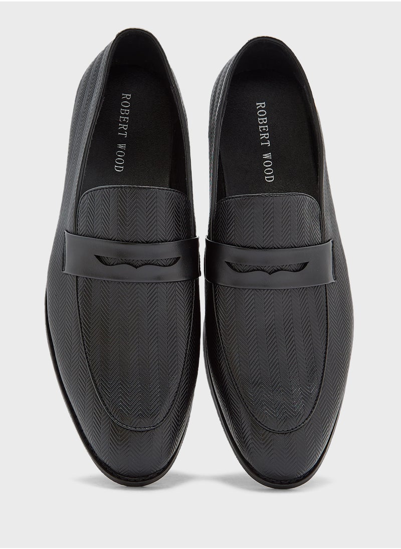 Weave Detail Formal Loafers