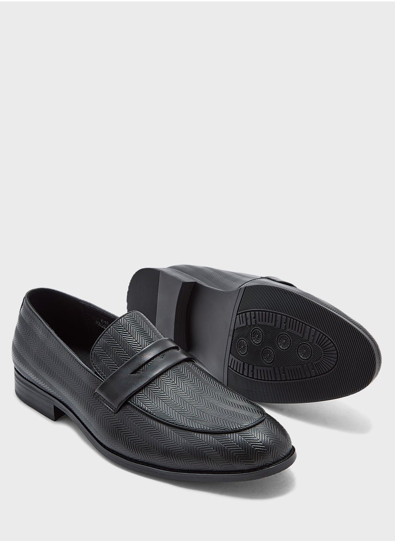 Weave Detail Formal Loafers