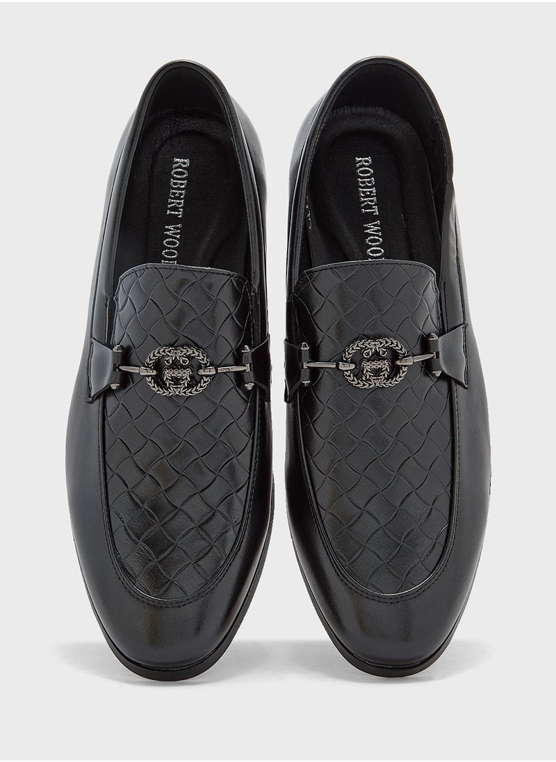 Trim Detail Embossed Loafers