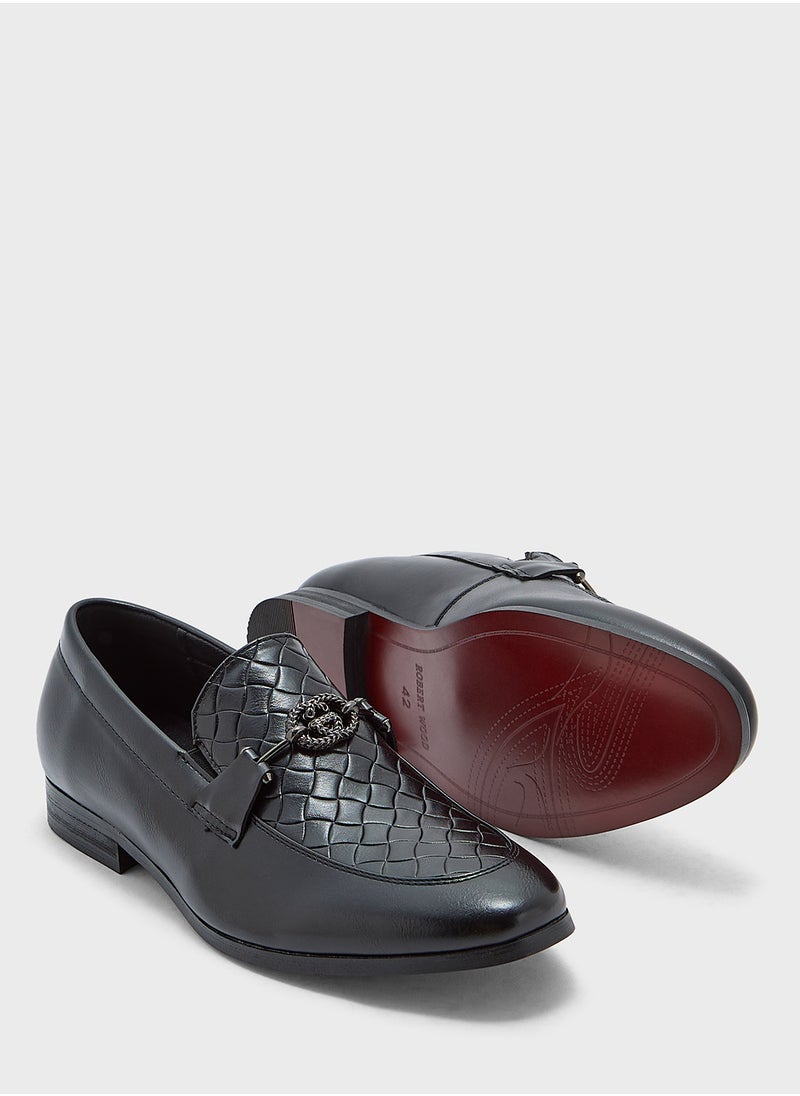 Trim Detail Embossed Loafers