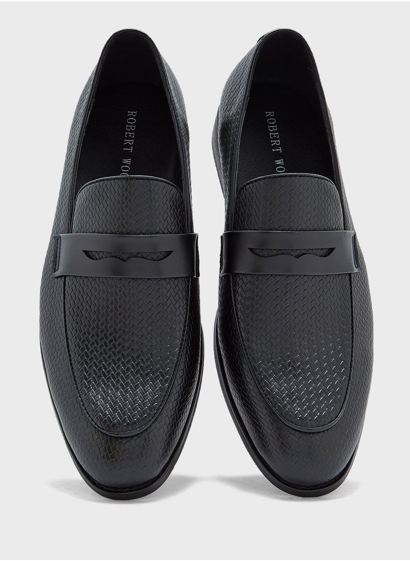 Weave Detail Formal Loafers