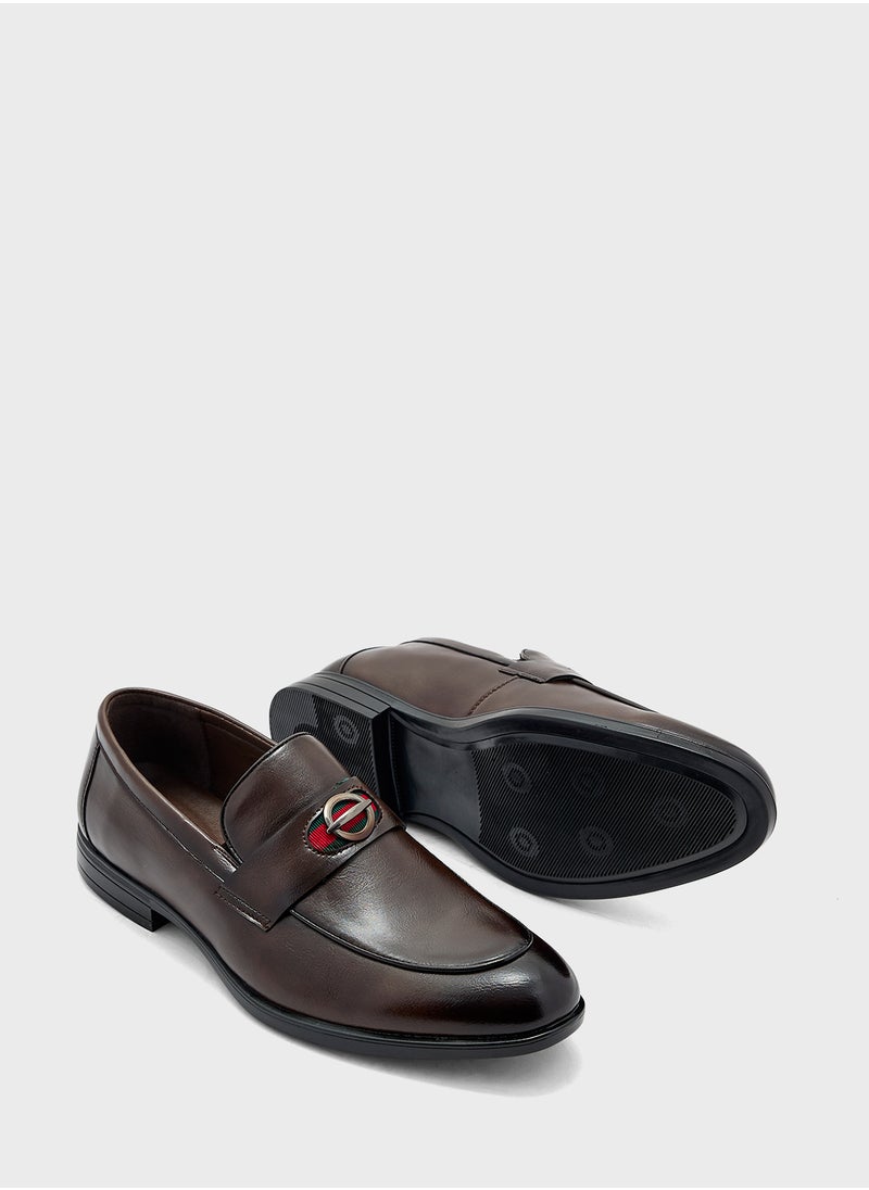 Webbing Detail Formal Loafers