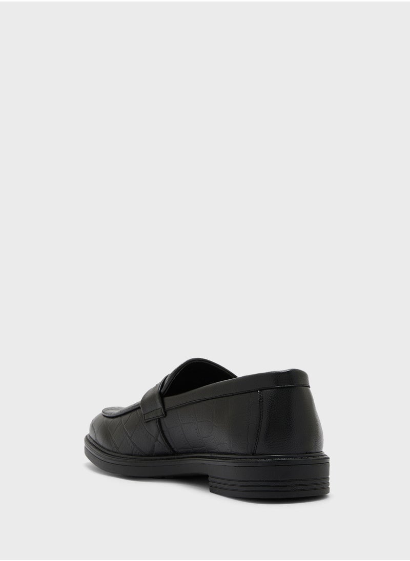 Croc Emboss Detail Formal Slip Ons