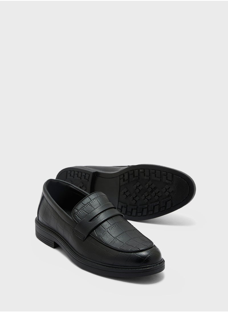 Croc Emboss Detail Formal Slip Ons