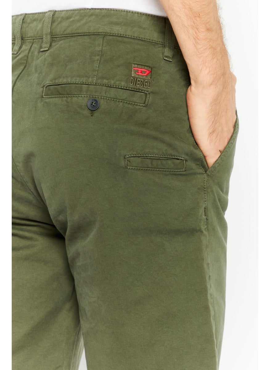 Men Plain Chino Shorts, Dark Olive
