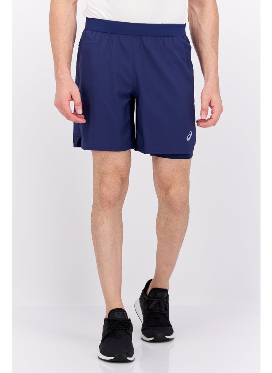 Men Sportswear Fit Running Shorts, Navy Blue