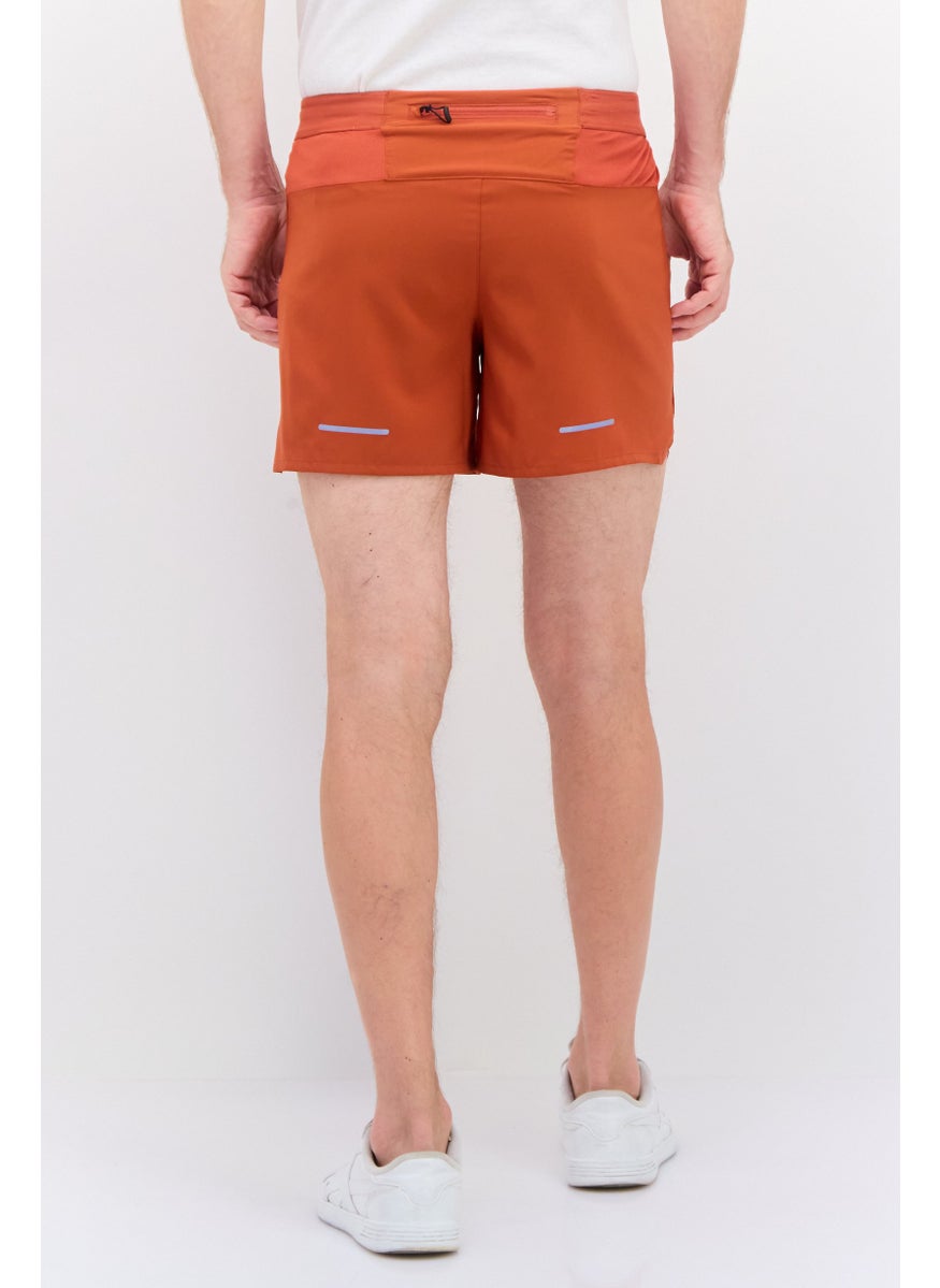 Men Sportswear Fit Band Logo Running Shorts, Rust