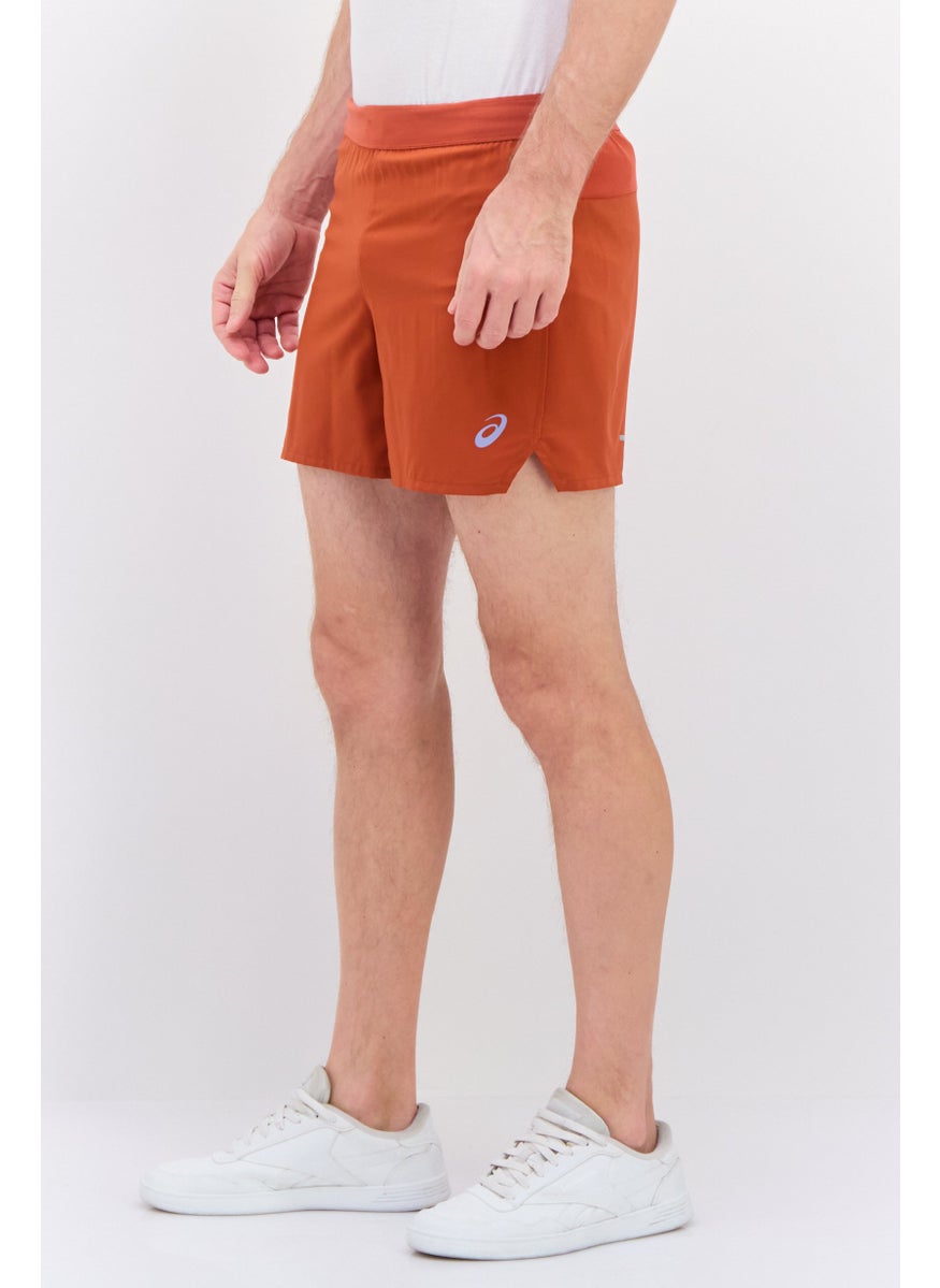 Men Sportswear Fit Band Logo Running Shorts, Rust