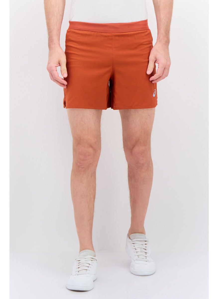 Men Sportswear Fit Band Logo Running Shorts, Rust