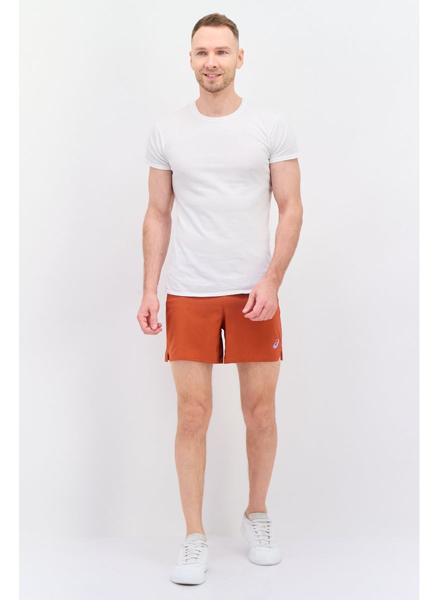 Men Sportswear Fit Band Logo Running Shorts, Rust