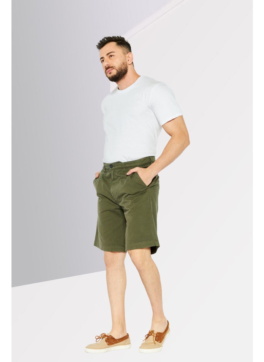 Men Ribma Solid Chino Shorts, Olive