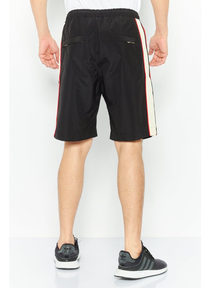Men Embroidered Logo Basic Shorts, Black Combo