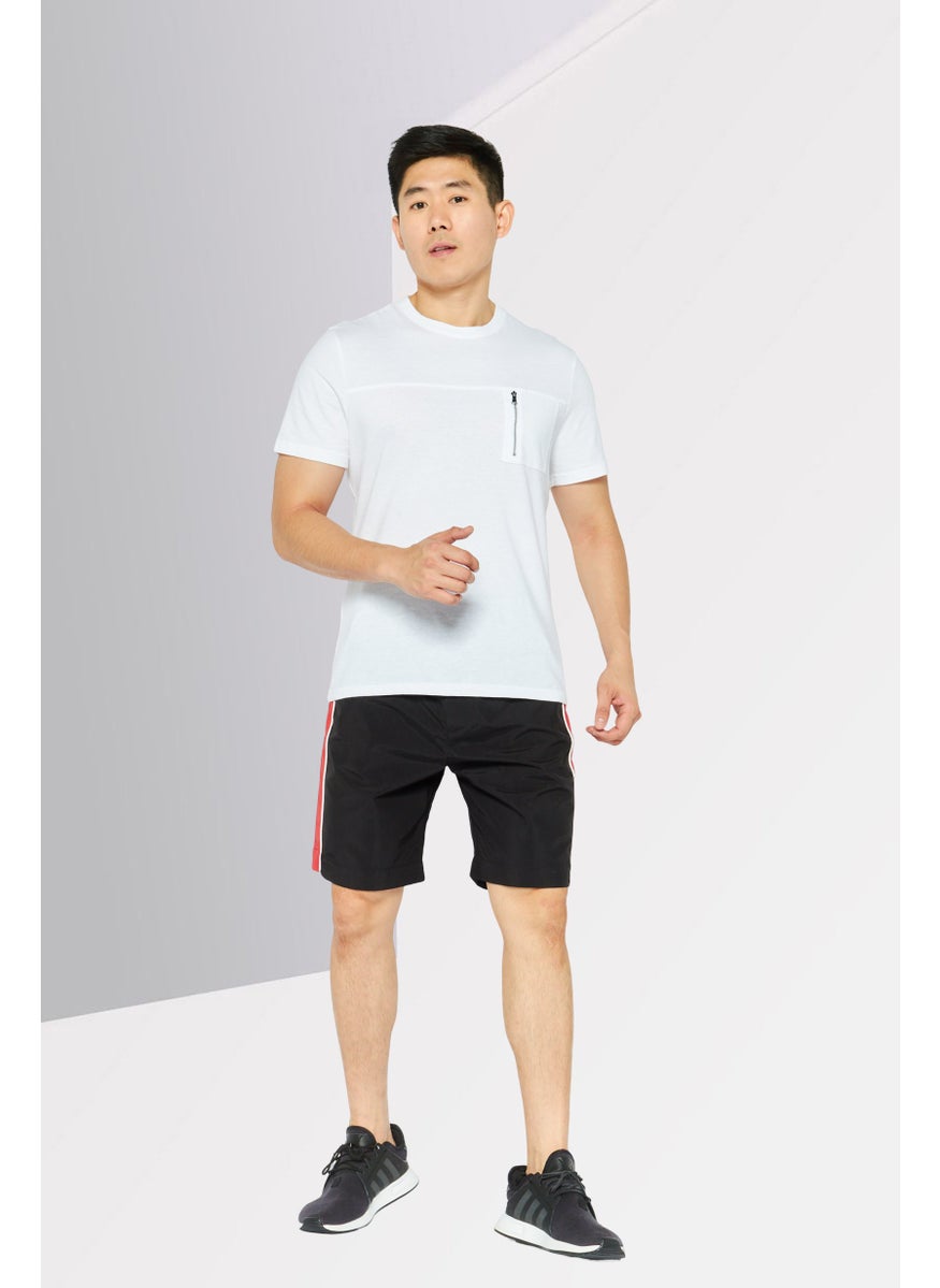Men Embroidered Logo Basic Shorts, Black Combo