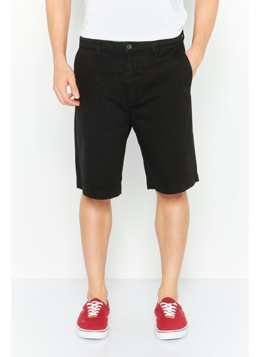 Men Solid Chino Shorts, Black